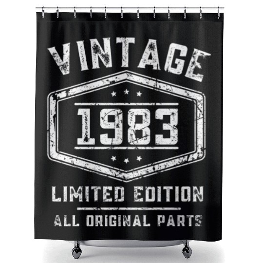 40 Years Vintage 1983 Retro 40th Birthday Shower Curtains