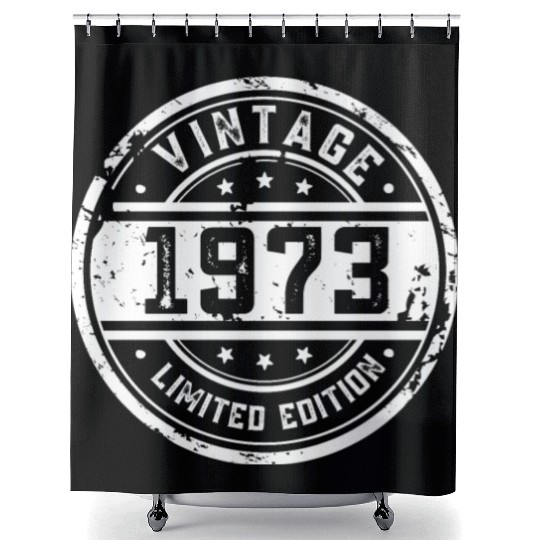 50 Years Vintage 1973 Retro 50th Birthday Shower Curtains
