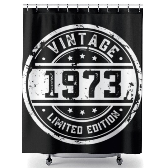 50 Years Vintage 1973 Retro 50th Birthday Shower Curtains