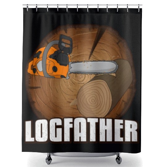 chainsaw Logfather Lumberjack Shower Curtains