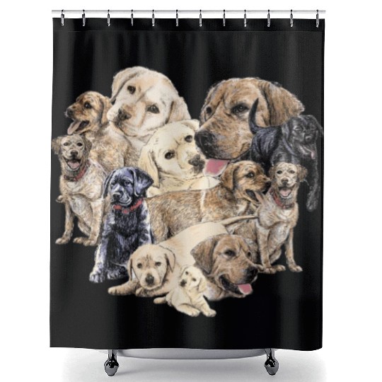 Labrador Valentines Day Dog Lover Heart Shower Curtains