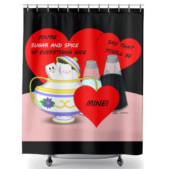 Sugar and Spice - Old Fashioned Valentine Card Art Shower Curtains