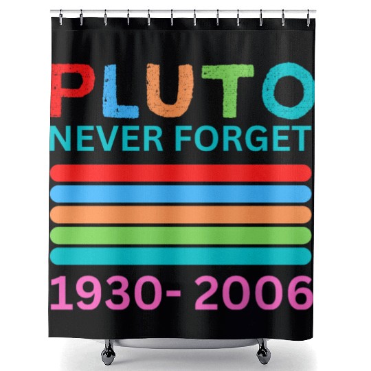 Pluto Never Forget Retro Space Science Pluto Shower Curtains