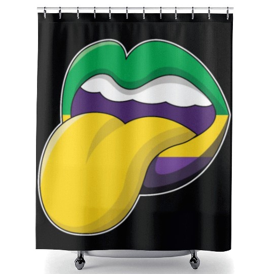 Tongue Lips Festival Parade Beads Mardi Gras Shower Curtains