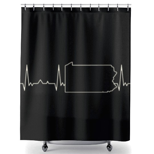 Pennsylvania State USA. Heart. Love. EKG. Pulse. Shower Curtains