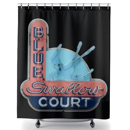 Blue Swallow Court Route 66 Tucumcari Shower Curtains