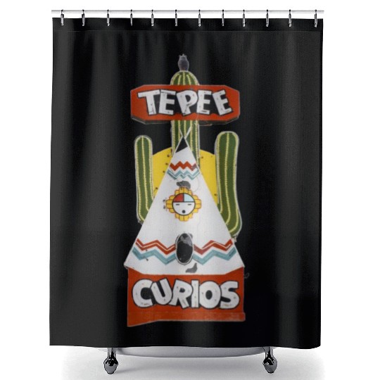 Tepee Curios Route 66 Neon Tucumcari New Mexico Shower Curtains