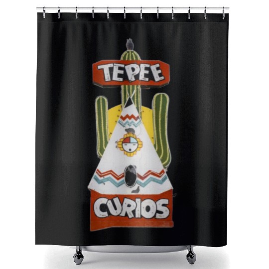 Tepee Curios Route 66 Neon Tucumcari New Mexico Shower Curtains
