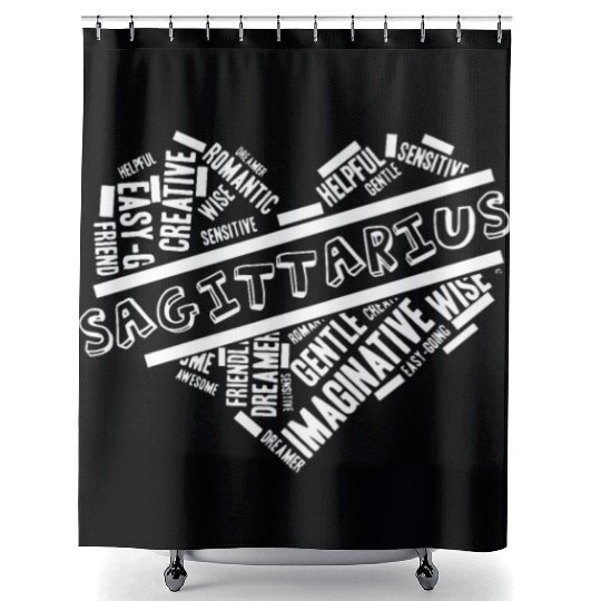 Sagittarius Heart Word Cloud Doodle Astrology Zodi Shower Curtains
