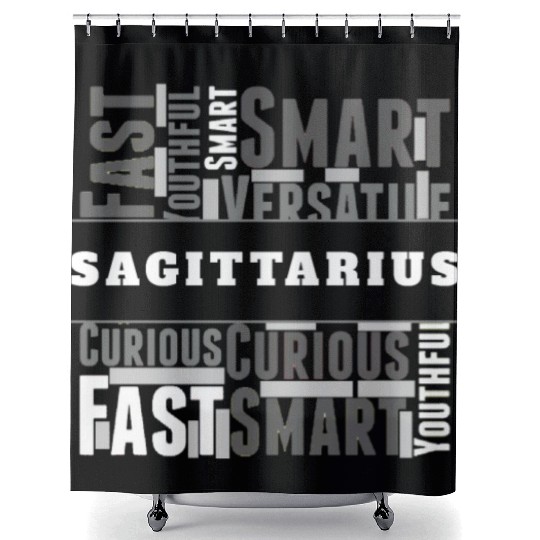 Sagittarius Zodiac Star Sign Word Cloud Square Mon Shower Curtains