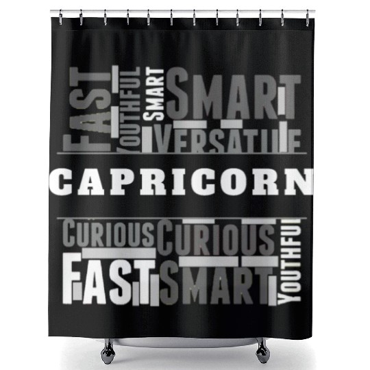 Capricorn Zodiac Star Sign Word Cloud Square Monoc Shower Curtains