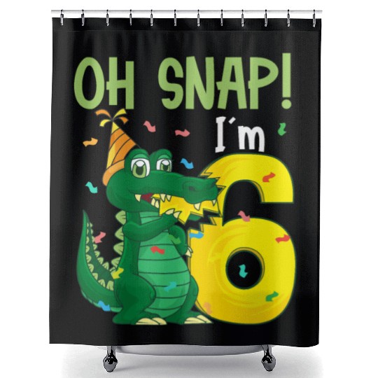 Oh Snap I'm 6 Crocodile 6th Birthday Alligator Shower Curtains