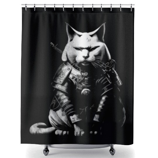 cool samurai cat Shower Curtains