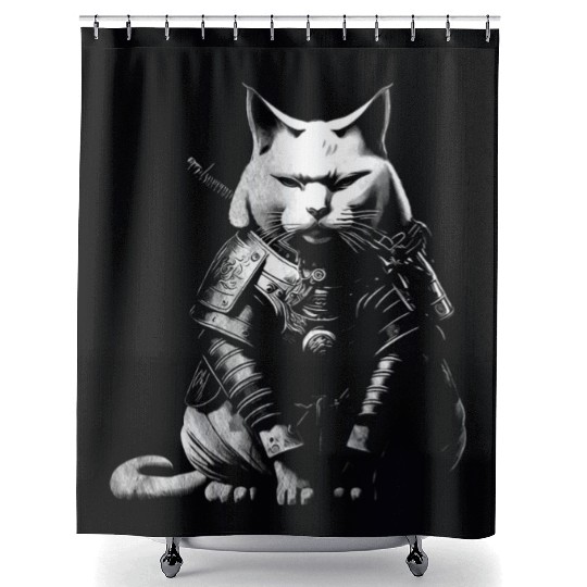cool samurai cat Shower Curtains