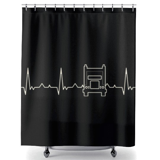 Truck Classic. Heart. Love. EKG. Pulse. Beat. Shower Curtains