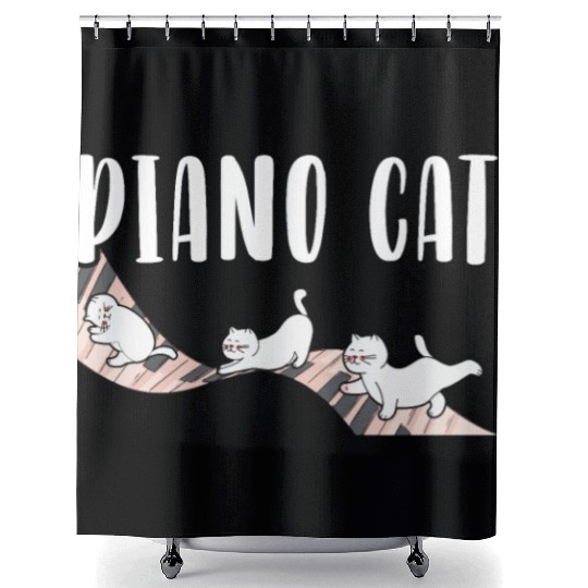 Piano Cat Musician Musical Instrument Pianist Shower Curtains