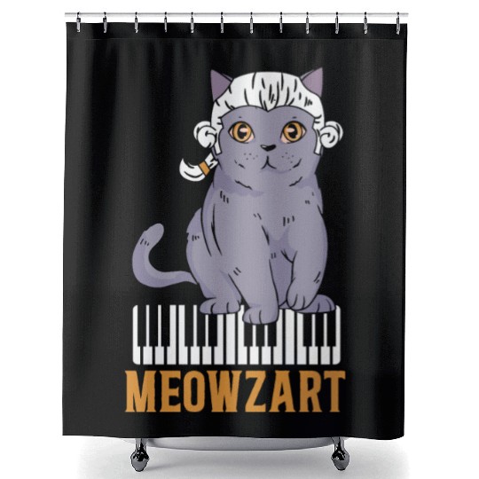 Meowzart Piano Cat Musician Musical Pianist Music Shower Curtains