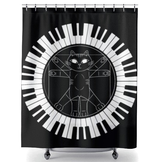 Piano Cat Musician Musical Instrument Pianist Shower Curtains