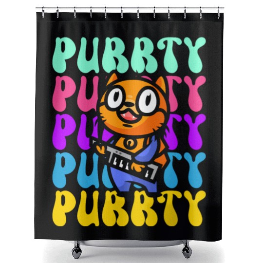 Purrty Piano Cat Musician Musical Pianist Music Shower Curtains