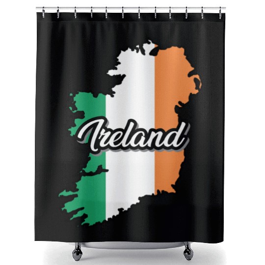 Ireland Flag Map, Patriotic Inscription, Country. Shower Curtains