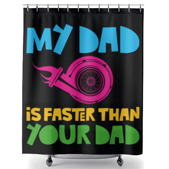 Drag Racing Race Car Dad Son Shower Curtains