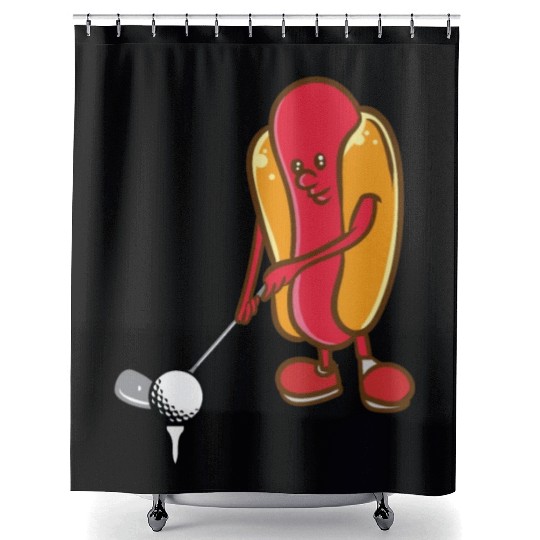 Golf Hotdog Golfing Sausage Golf Player Shower Curtains