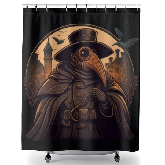 Plague Doctor With Suit and Mask Shower Curtains
