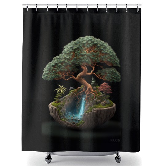Cannabonsai - Bonsai Tree, Cannabis Plant, Shower Curtains