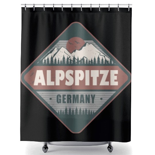 Alpspitze Bavaria Germany Vintage Hiking Design Shower Curtains