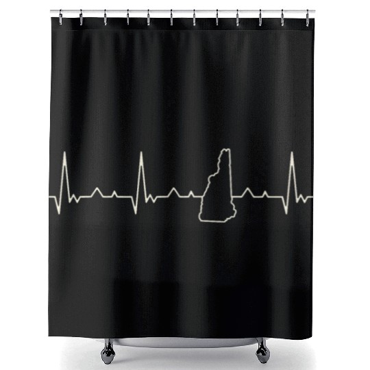 New Hampshire State USA. Heart. Love. EKG. Pulse. Shower Curtains
