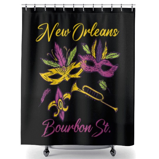 French New Orleans Mardi Gras Souvenir Bourbon Str Shower Curtains
