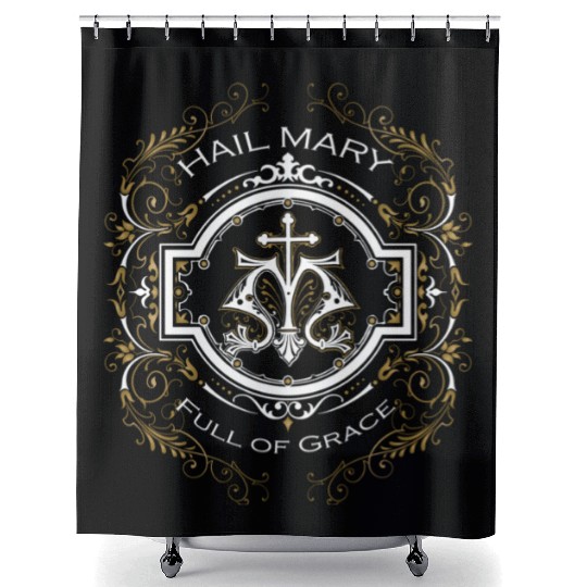 Ave Maria Schubert Latin Mass Blessed Mother Mary Shower Curtains