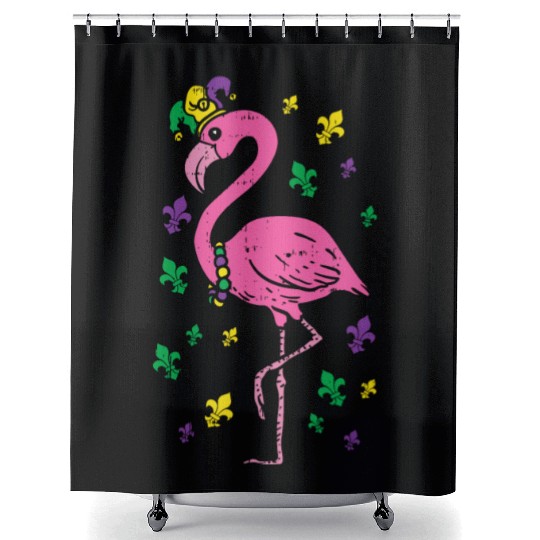Jester Pink Flamingo Bird Animal Cute Mardi Gras C Shower Curtains