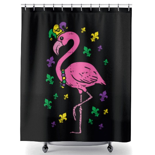 Jester Pink Flamingo Bird Animal Cute Mardi Gras C Shower Curtains