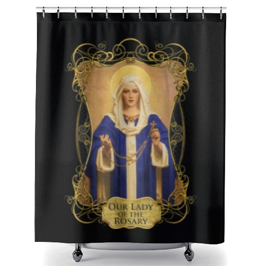 Our Lady of the Rosary Catholic Prayer Rosaries Ma Shower Curtains