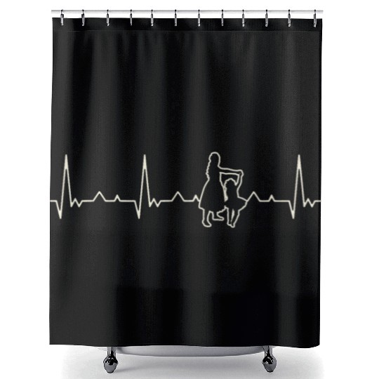Mother daughter dancing. Heart. Love. EKG. Pulse. Shower Curtains