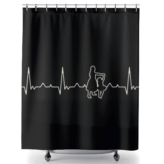 Mother daughter dancing. Heart. Love. EKG. Pulse. Shower Curtains