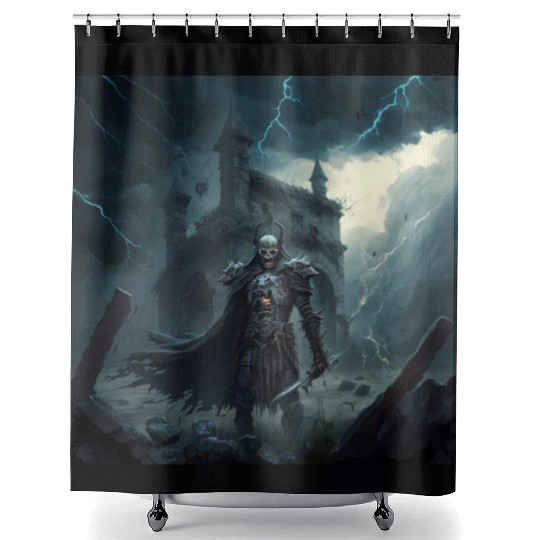 Death Knight in Thunderstorm Shower Curtains