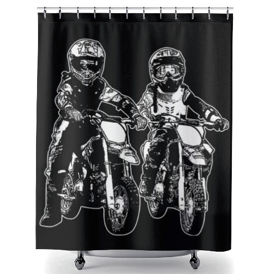 Kids Brother Sister Friends Motorbike Rider Dirt Shower Curtains