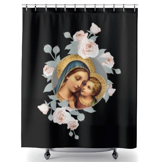Our Lady of Good Remedy Blessed Mother Mary Art Ca Shower Curtains