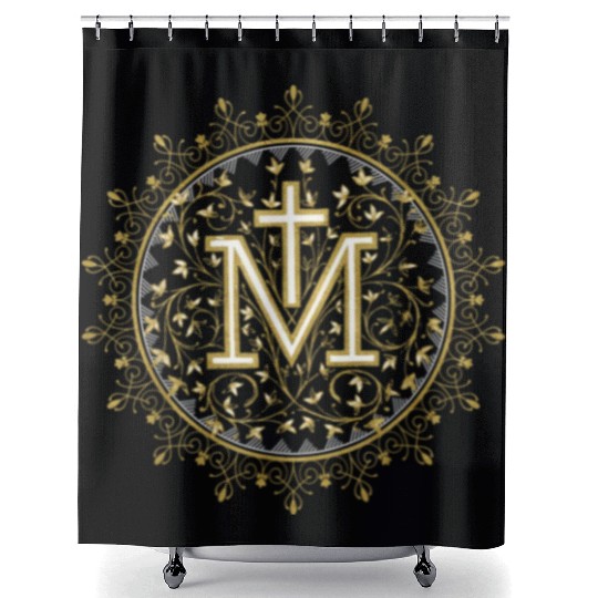 Hail Mary Catholic Our Lady Holy Blessed Maria Shower Curtains