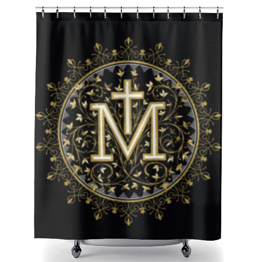 Hail Mary Catholic Our Lady Holy Blessed Maria Shower Curtains