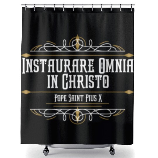 Pope St Pius X Catholic Saint Traditional Latin Ma Shower Curtains
