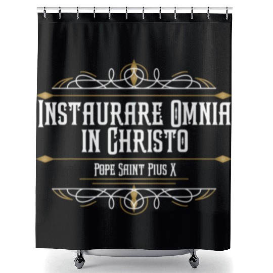 Pope St Pius X Catholic Saint Traditional Latin Ma Shower Curtains