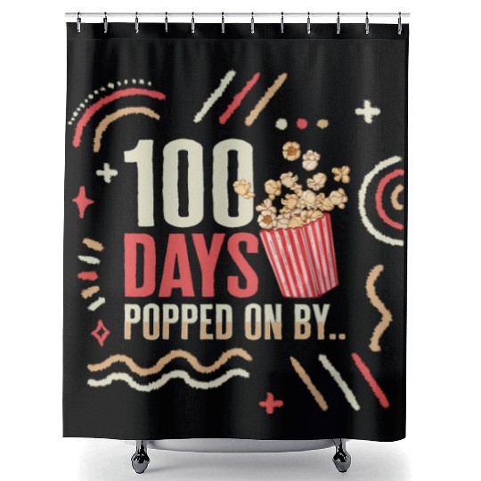 School Shower Curtains, 100 Days Popped On By Popcorn Cute