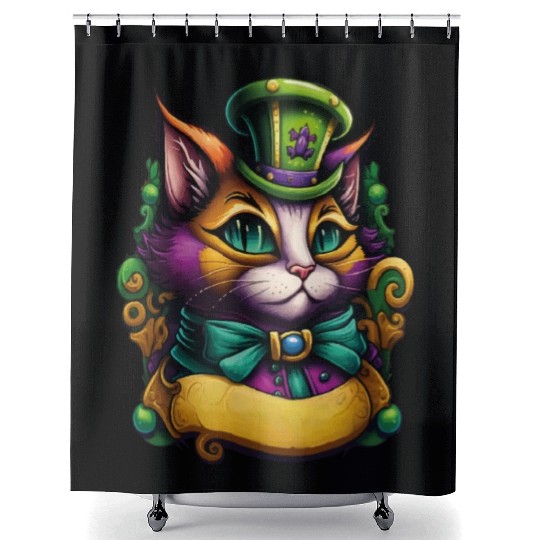 Cat Mardi Gras Shower Curtains