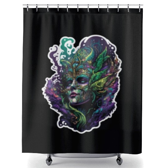 Mardi Gras Mask Queen Shower Curtains