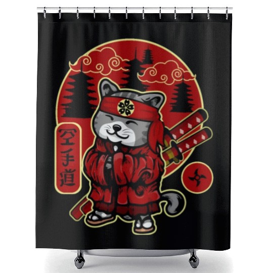 Samurai Cat Shower Curtains