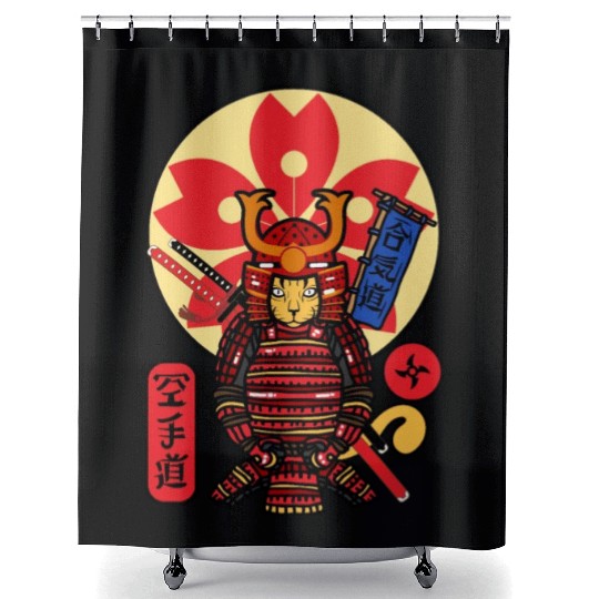 Samurai Cat Shower Curtains