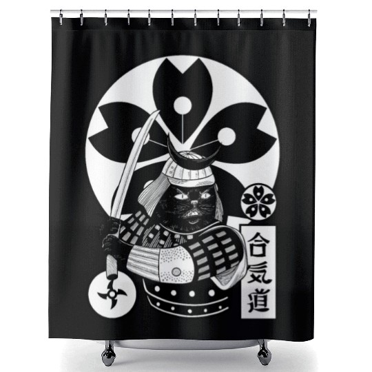 Samurai Cat Shower Curtains